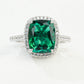 S925 Sterling Silver Lab Emerald Cushion Ring, Versatile Valentine Birthday for Girlfriend - Photo 1