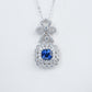 S925 Lab Sapphire Necklace Sterling Silver Elegant Premium Pendant - Photo 2
