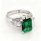 S925 Sterling Silver Lab Emerald Ring Adjustable, Premium Ring Gift - Photo 2