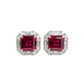S925 Silver Lab Ruby Stud Earrings Full Diamond Halo, Anniversary Versatile Gift - Photo 5