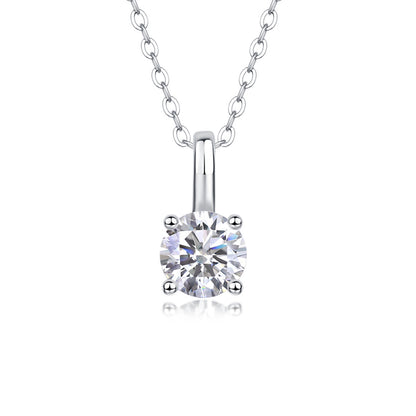 S925 Sterling Silver Lab Diamond Solitaire Choker Necklace, Minimalist Versatile - Photo 6
