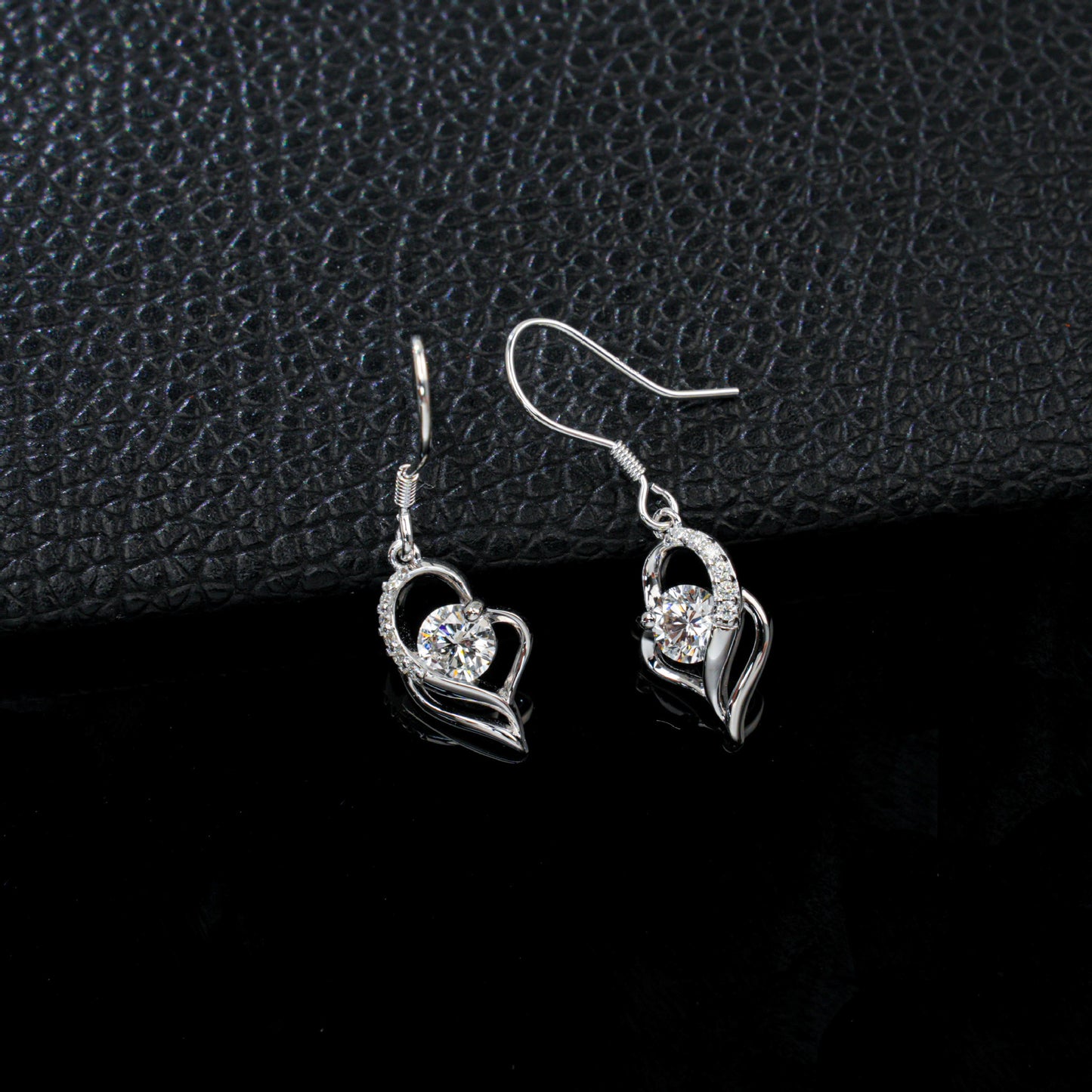 S925 Sterling Silver Lab Heart Earrings, Versatile Simple Elegant - Photo 2