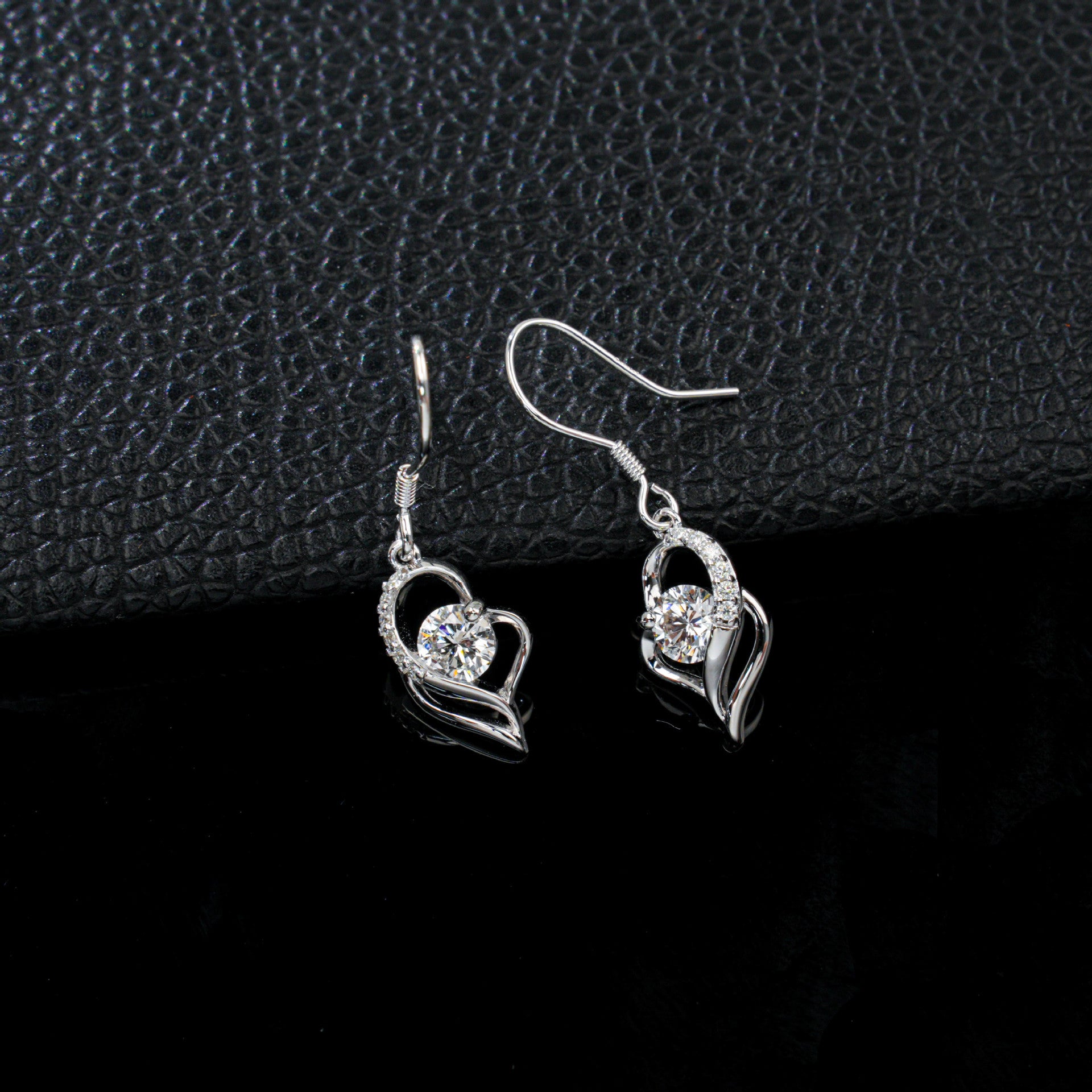 S925 Sterling Silver Lab Heart Earrings, Versatile Simple Elegant - Photo 2