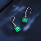 S925 Sterling Silver Lab Emerald Earrings, Premium Gemstone Evening - Photo 2