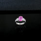 S925 Sterling Silver Lab Padparadscha Ring for Women, Princess Vintage Gift - Photo 2