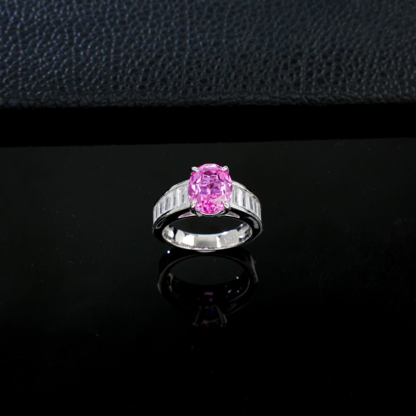 S925 Sterling Silver Lab Padparadscha Ring for Women, Princess Vintage Gift - Photo 2