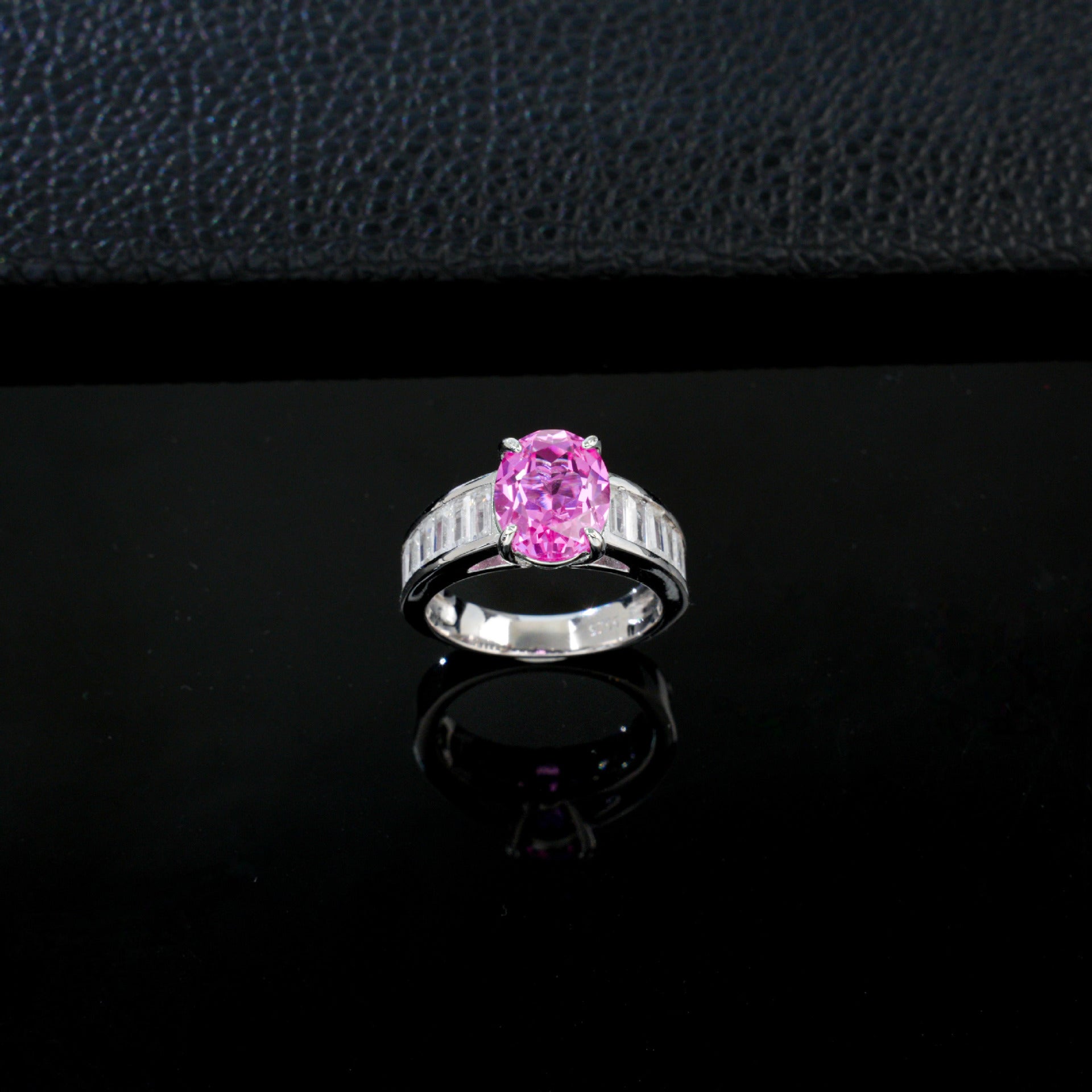 S925 Sterling Silver Lab Padparadscha Ring for Women, Princess Vintage Gift - Photo 2