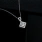 S925 Sterling Silver Lab Diamond Square Halo Necklace, Premium - Photo 3