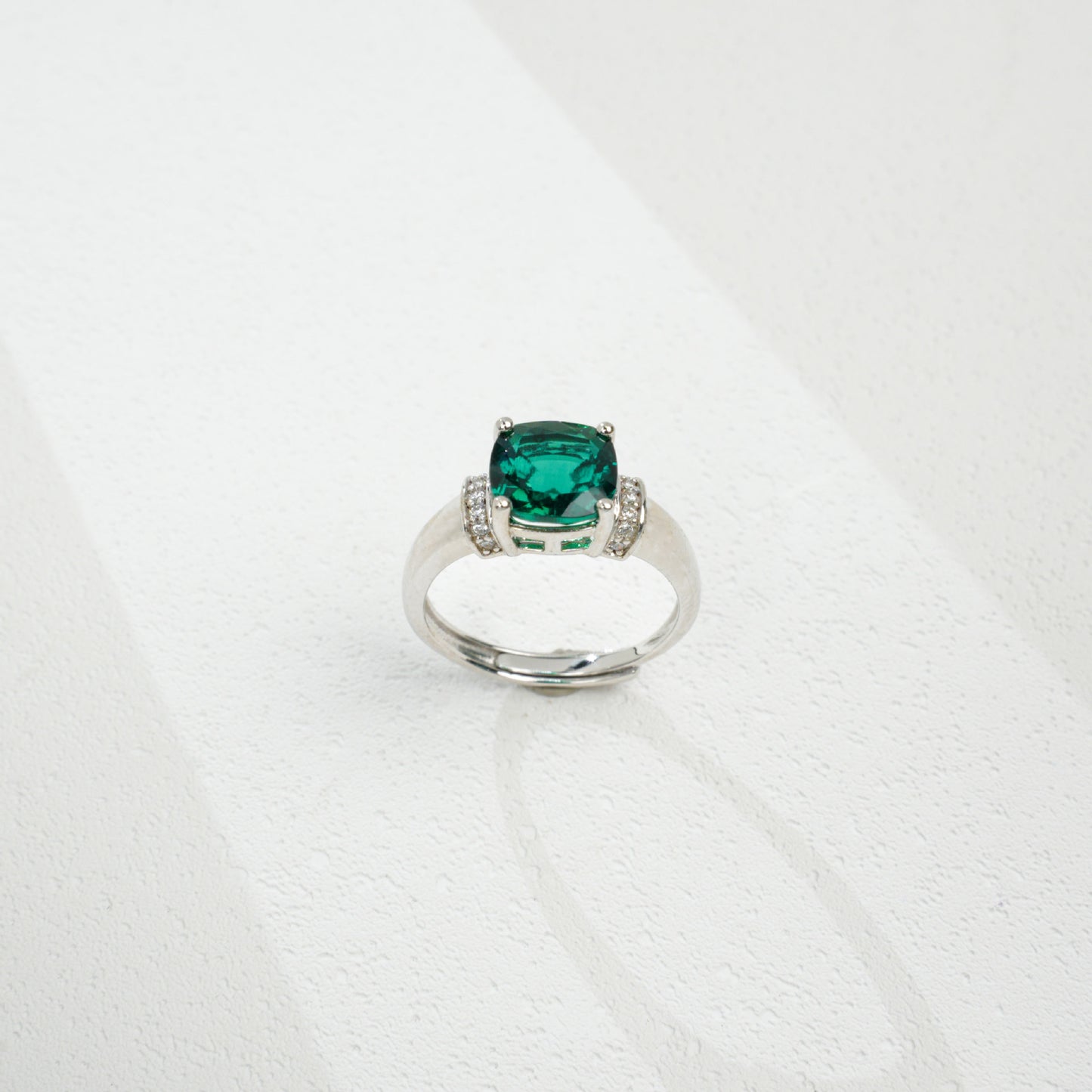 Lab Emerald 925 Silver Ring for Women, Luxurious Premium Vintage - Photo 3