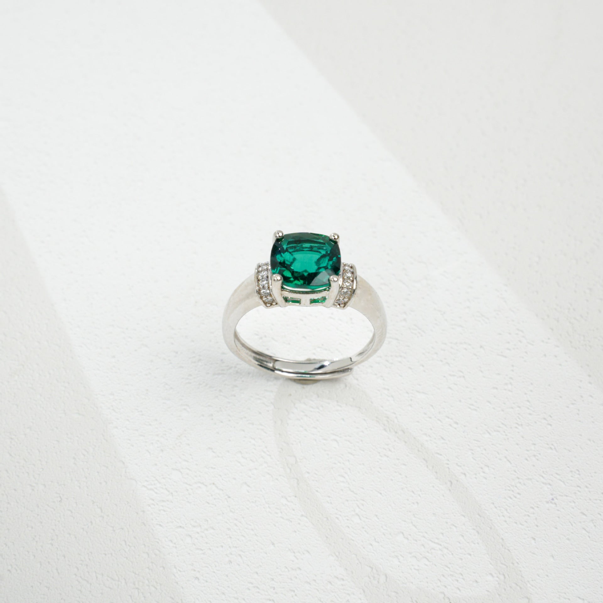 Lab Emerald 925 Silver Ring for Women, Luxurious Premium Vintage - Photo 3