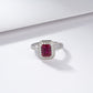 Lab Ruby Ring 925 Sterling Silver Holiday Gift Square-Set, Temperament Ring - Photo 4