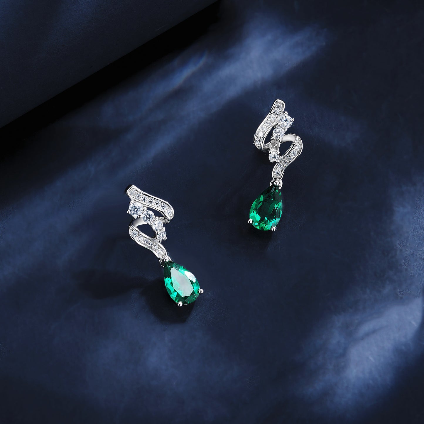 S925 Sterling Silver Lab Emerald Earrings, Designer Premium Gift - Photo 4