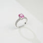 S925 Sterling Silver Lab Padparadscha Four-Prong Pave-Arm Ring, for Women - Photo 1