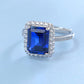 925 Sterling Silver Lab Sapphire Ring for Women, Vintage Trendy Versatile - Photo 2