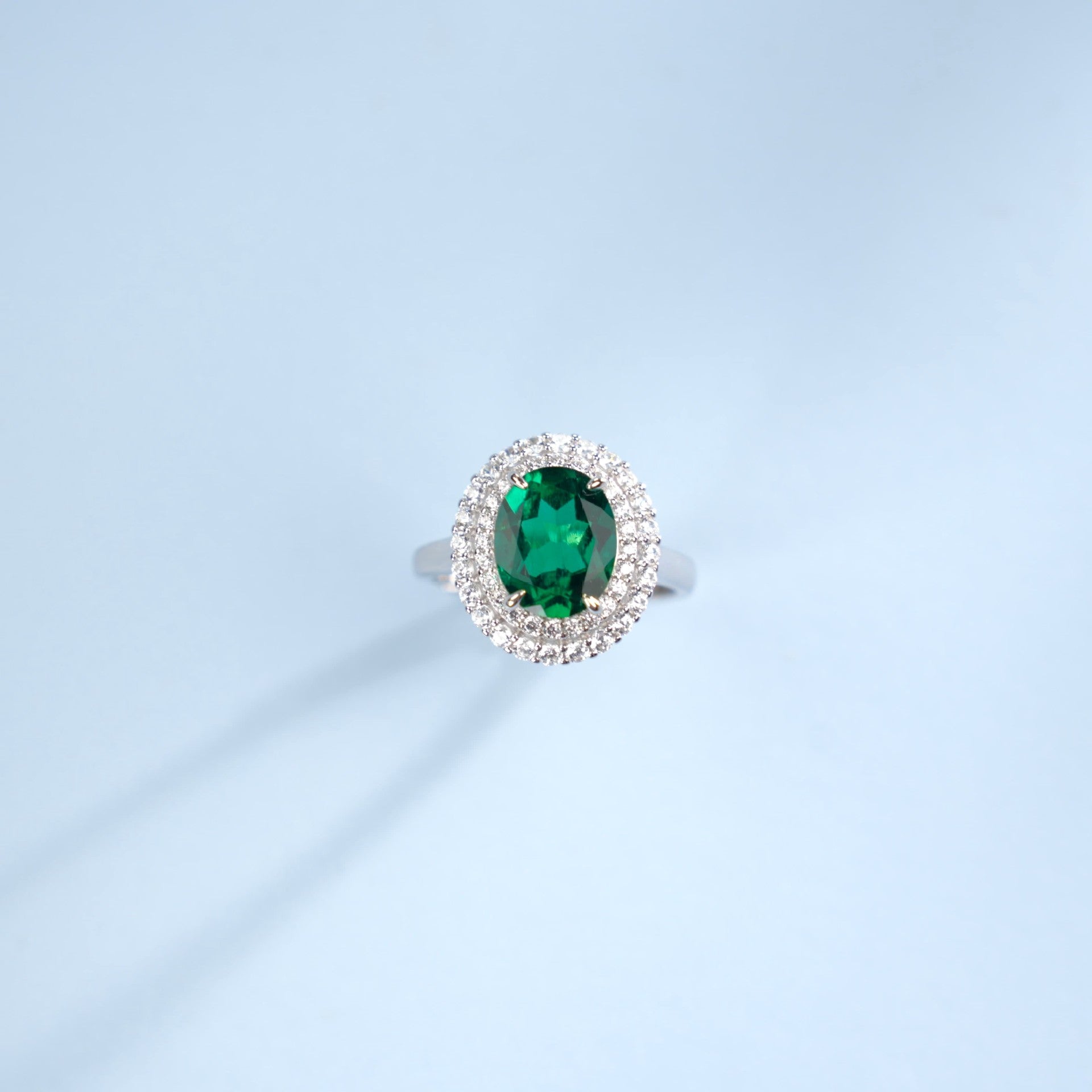 S925 Sterling Silver Lab Emerald Ring, Jewellery Design Premium - Photo 5