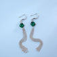 S925 Sterling Silver Lab Emerald Long Tassel Drop Earrings, Premium - Photo 4
