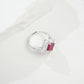 S925 Sterling Silver Lab Pigeon Blood Ruby T-Shape Pave Ring, Gift for Women - Photo 4