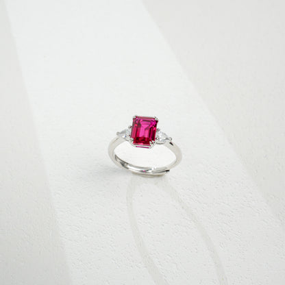 S925 Sterling Silver Lab Ruby Ring for Women, Vintage Premium - Photo 6