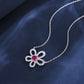 S925 Sterling Silver Lab Ruby Choker, Sunflower Premium - Photo 3