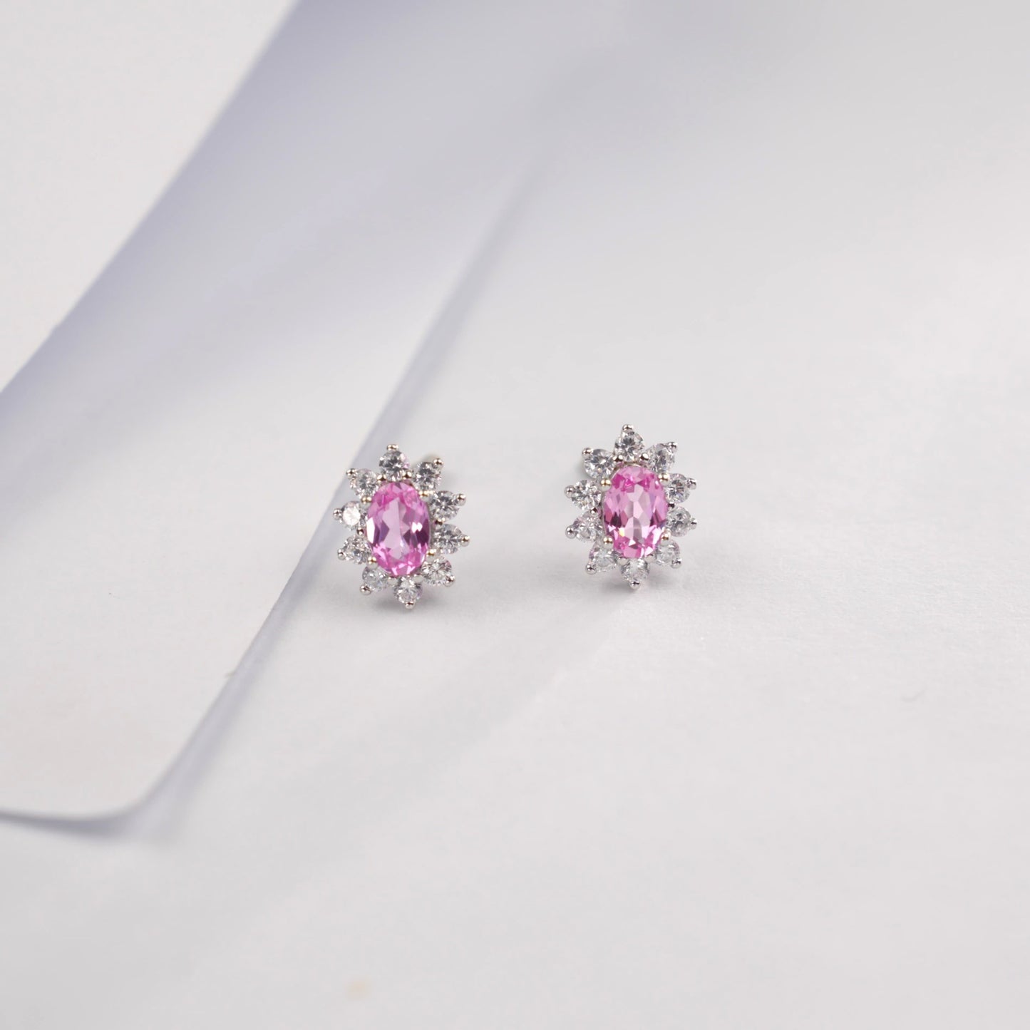 925 Sterling Silver Diana-Style Pink Diamond Sunflower Stud Earrings, Vintage for Women - Photo 3
