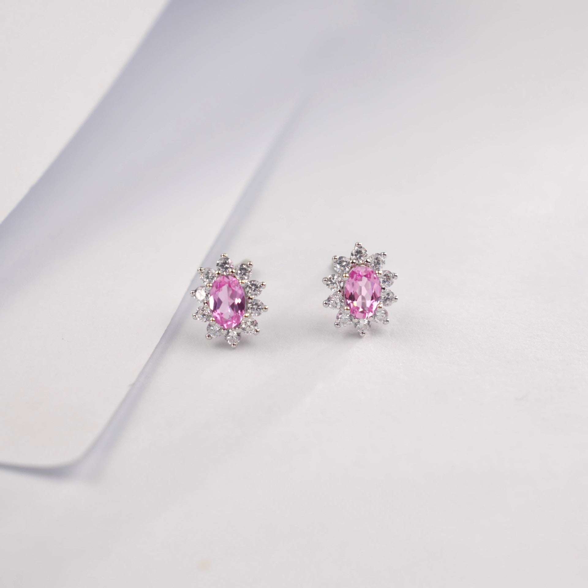 925 Sterling Silver Diana-Style Pink Diamond Sunflower Stud Earrings, Vintage for Women - Photo 3