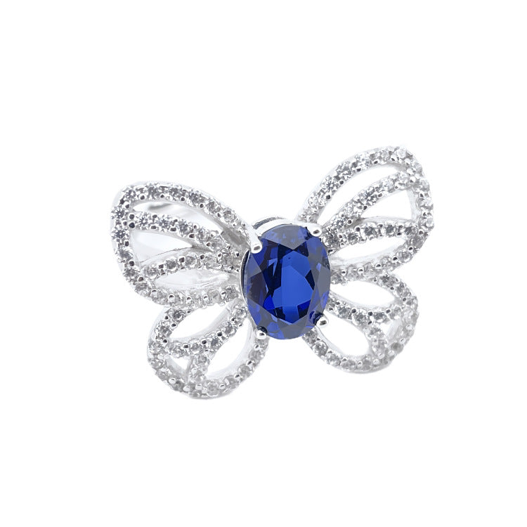 Lab Sapphire Ring 925 Sterling Silver Butterfly Premium Gift - Photo 5
