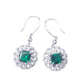 S925 Sterling Silver Lab Emerald Square Sunflower Halo Long Earrings, for Women - Photo 5