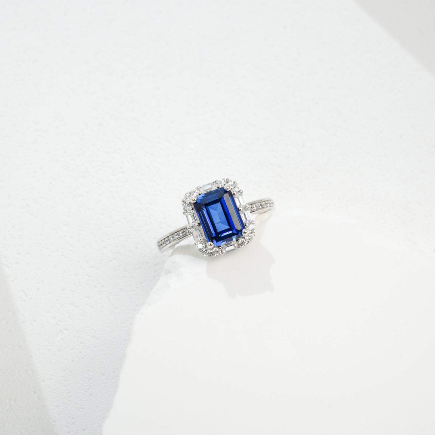 925 Sterling Silver Lab Sapphire Ring, Versatile Premium Gentle - Photo 4