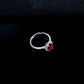 S925 Silver Lab Ruby Ring Sunflower Diamond Halo, Gift - Photo 3