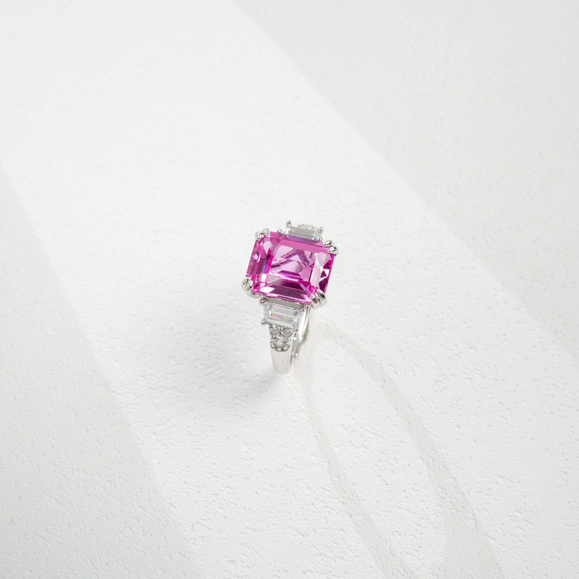 925 Sterling Silver Lab Padparadscha Ring, Engagement Versatile Gift - Photo 4