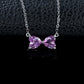 S925 Silver Lab Padparadscha Bow Necklace, Girly Choker Direct - Photo 3