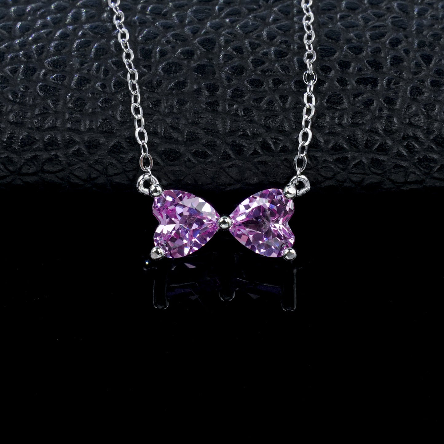 S925 Silver Lab Padparadscha Bow Necklace, Girly Choker Direct - Photo 3