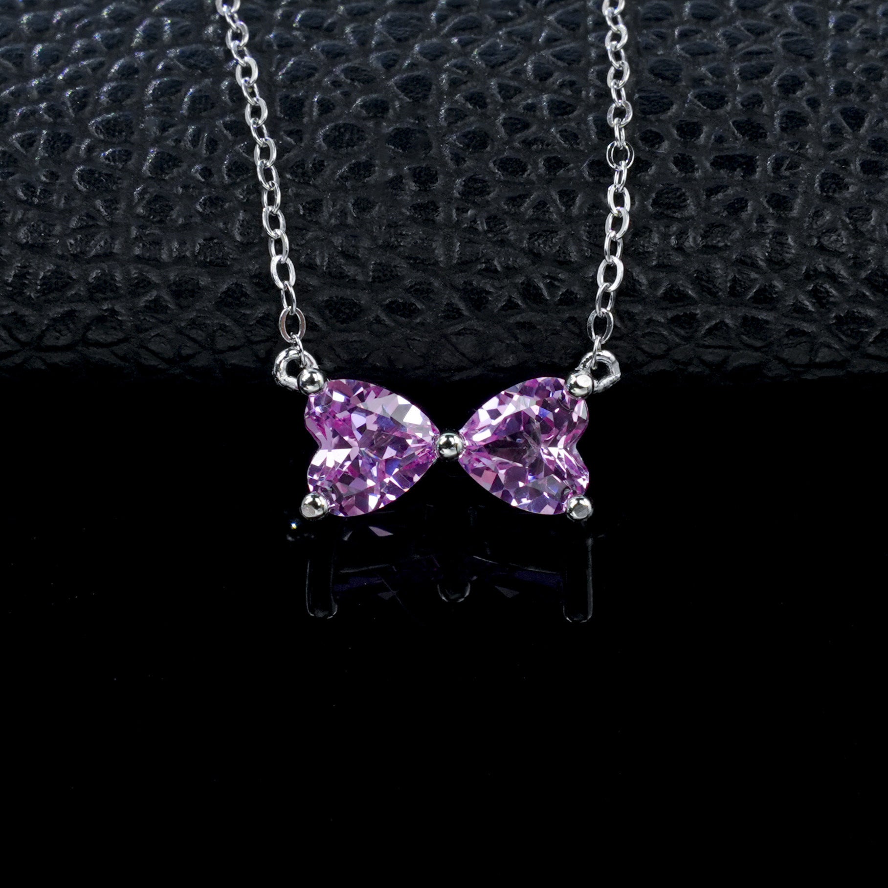 S925 Silver Lab Padparadscha Bow Necklace, Girly Choker Direct - Photo 3