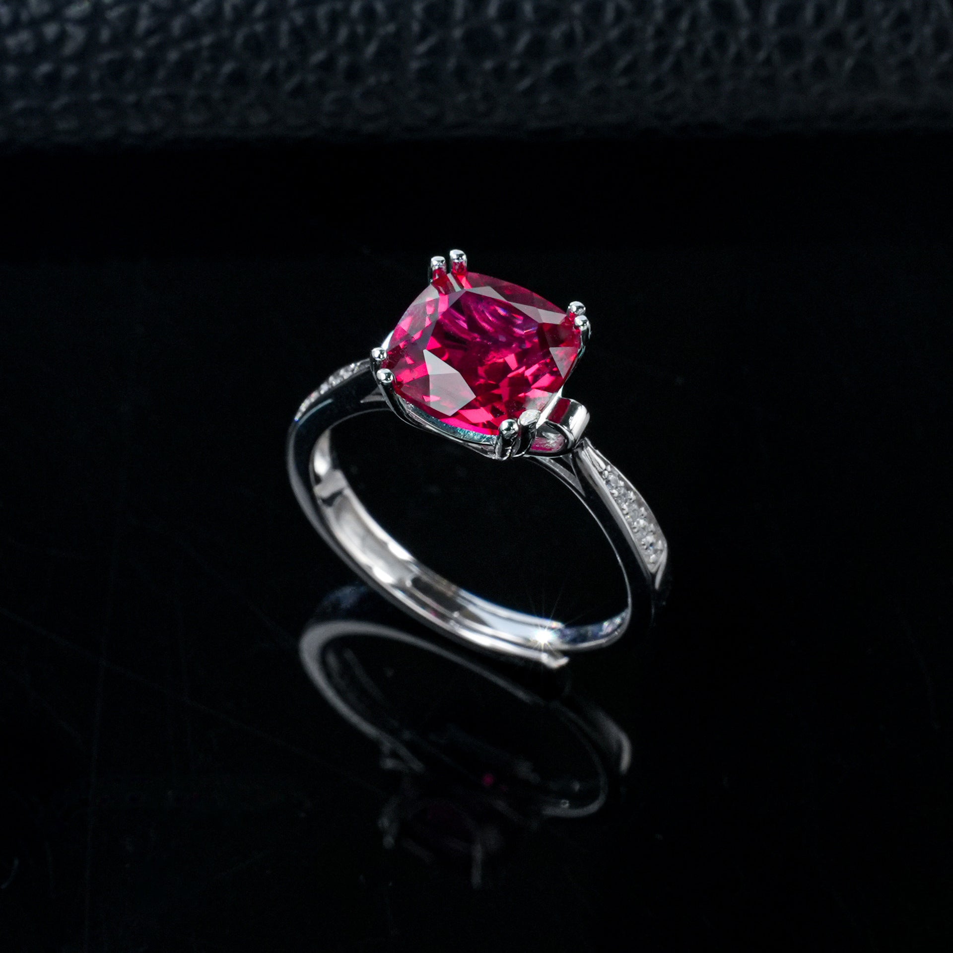 S925 Silver Cushion Ruby Ring 4-Claw Setting, Bold Proposal Engagement - Photo 6