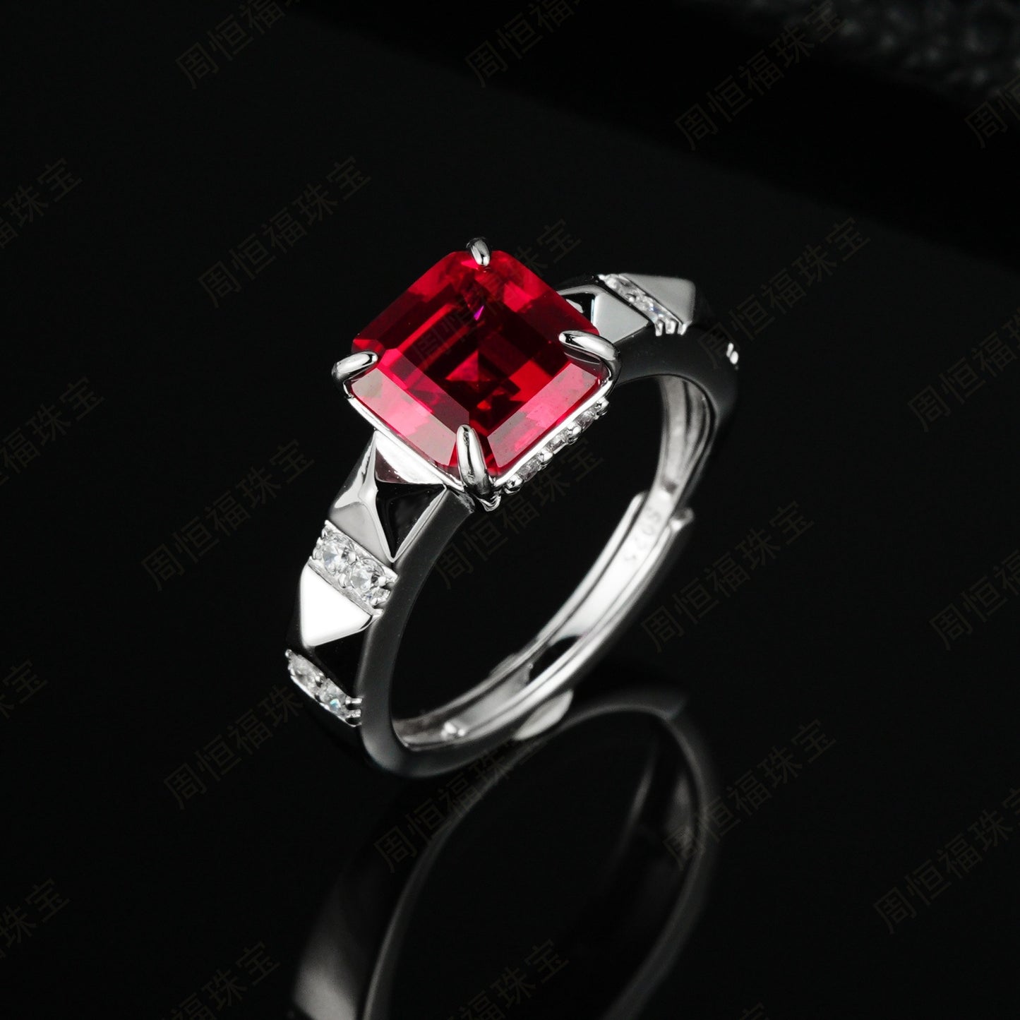 S925 Sterling Silver Lab Ruby Ring, Versatile Anniversary Birthday - Photo 2