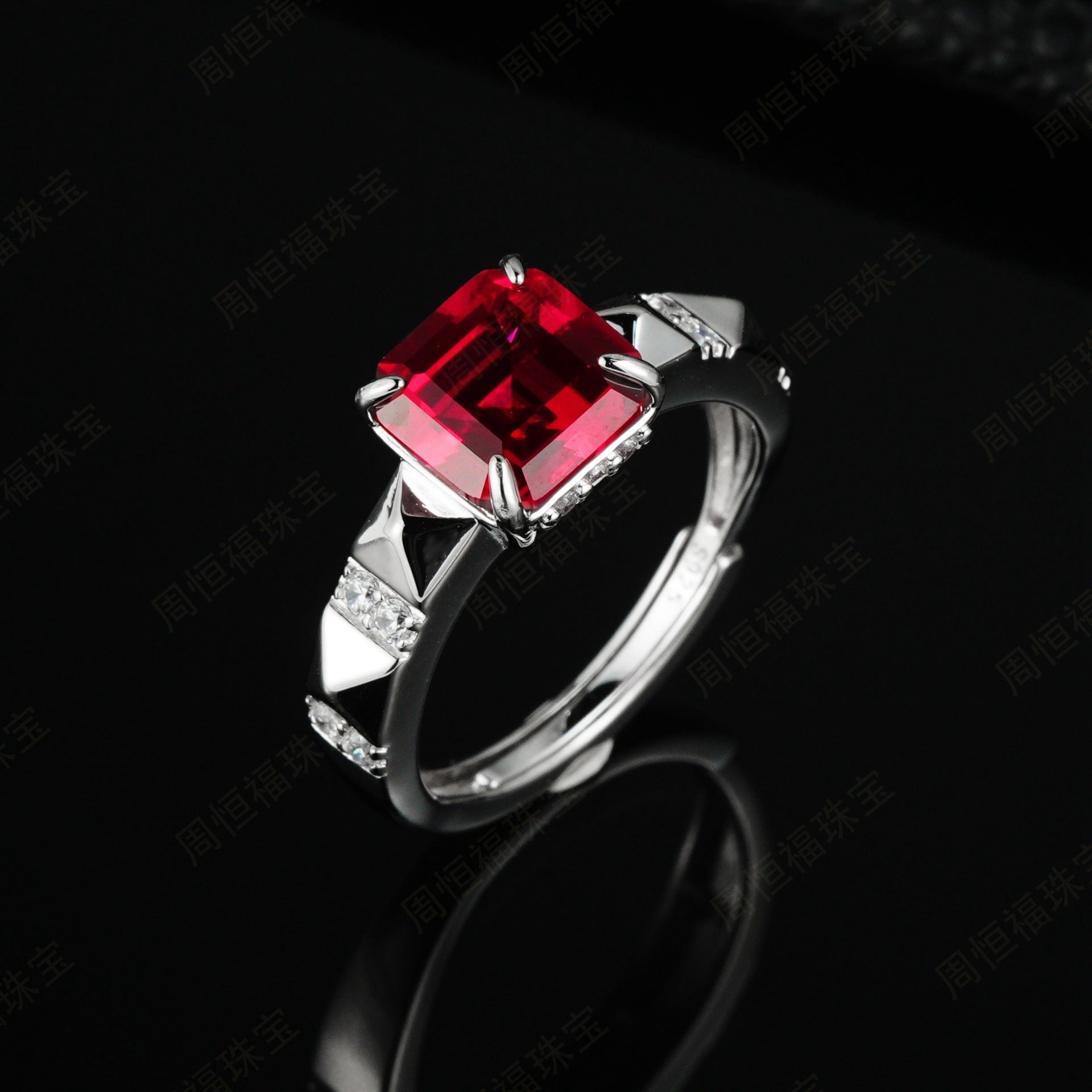S925 Sterling Silver Lab Ruby Ring, Versatile Anniversary Birthday - Photo 2