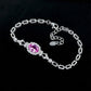 S925 Silver Oval Lab Padparadscha Pink Sapphire Bracelet, Premium - Photo 2
