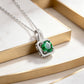 925 Sterling Silver Lab Emerald Round Pendant Necklace, Premium for Women - Photo 3
