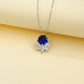 S925 Sterling Silver Royal Blue Sapphire Flower Necklace, Premium Ladies Versatile - Photo 2