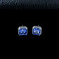 Lab Sapphire Stud Earrings S925 Silver Square 4-Claw Frame, Gemstone - Photo 2
