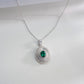 S925 Sterling Silver Emerald Oval Halo Necklace, Round Diamond Versatile - Photo 4