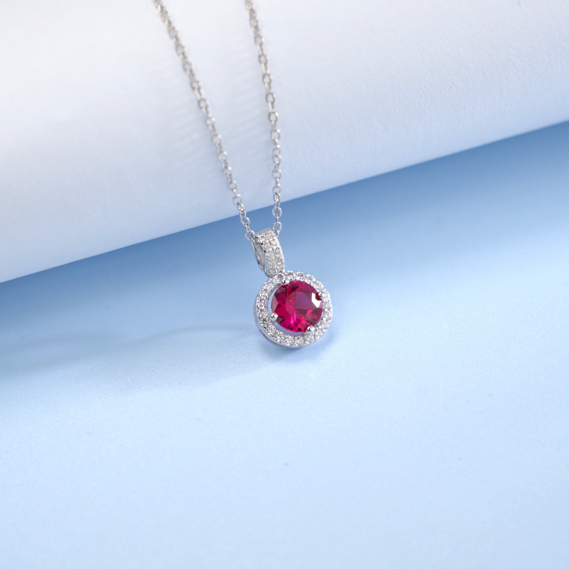 Lab Ruby Necklace 925 Sterling Silver Classic Choker, Jewellery Premium - Photo 3
