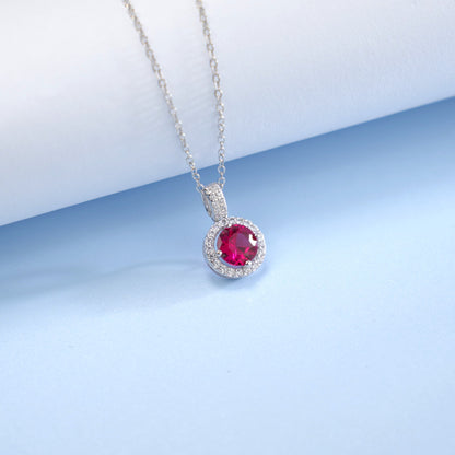 Lab Ruby Necklace 925 Sterling Silver Classic Choker, Jewellery Premium - Photo 3