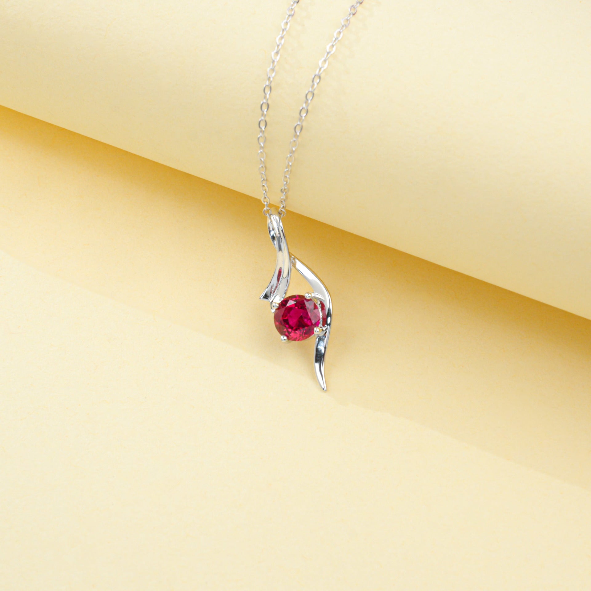 925 Sterling Silver Lab Ruby Necklace for Women, Minimalist Premium Versatile - Photo 3