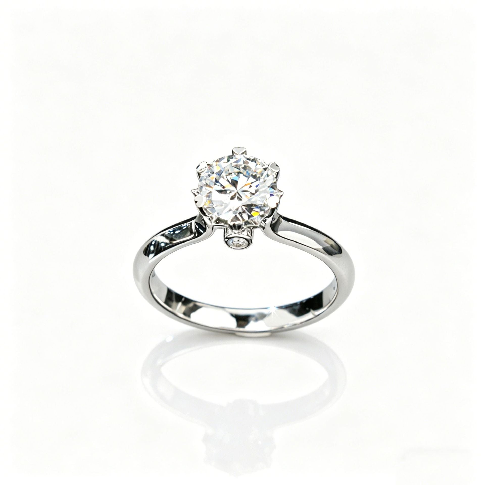 925 Sterling Silver Lab Diamond Six-Prong Ring, Premium for Women - Photo 6