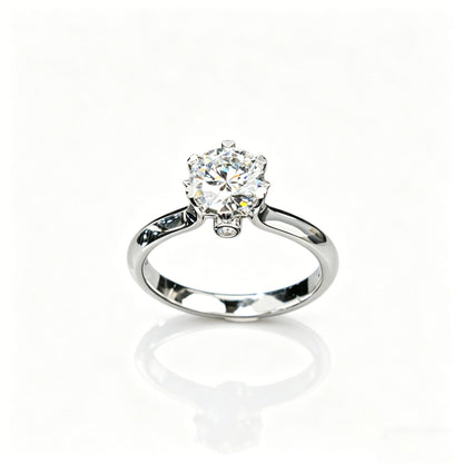 925 Sterling Silver Lab Diamond Six-Prong Ring, Premium for Women - Photo 6