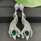 S925 Sterling Silver Lab Emerald Earrings, Vintage Sparkling Diamond - Photo 3