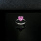 S925 Silver Heart Pink Diamond Simple Solitaire Girly coloured Gemstone Women's Ring - Photo 3