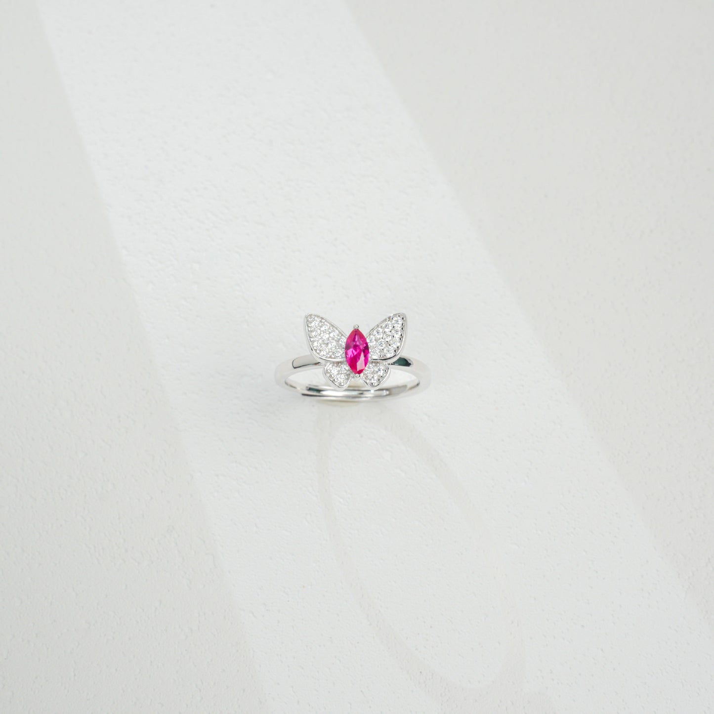 S925 Sterling Silver Butterfly Gemstone Pave Open Ring, Premium for Women - Photo 3