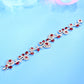 S925 Sterling Silver Lab Ruby Rose Branch Bracelet, Romantic Vintage Anniversary - Photo 2